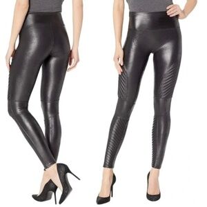 SPANX Black Faux Leather Moto Leggings XS/TP